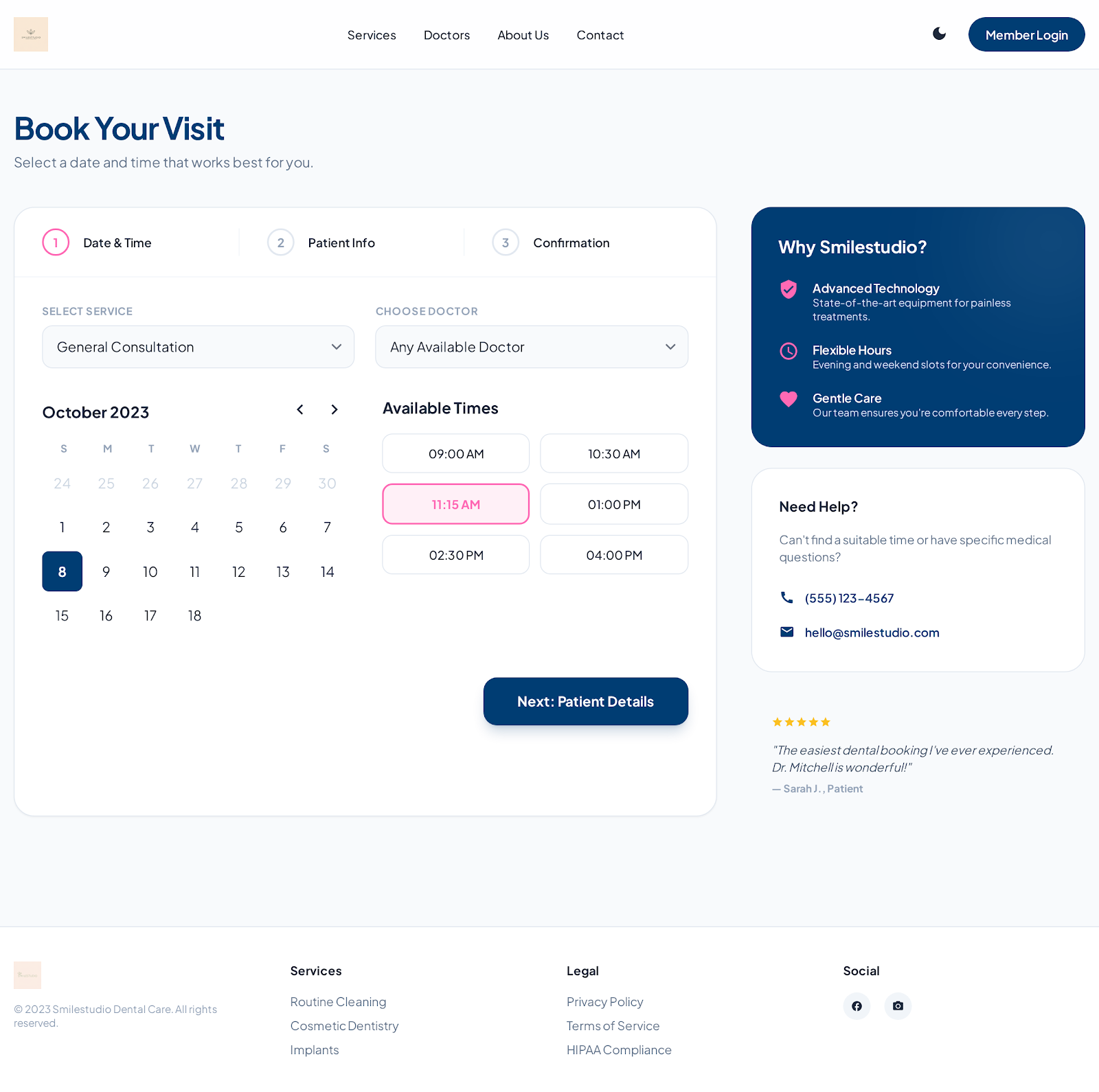 Appointment Booking Interface